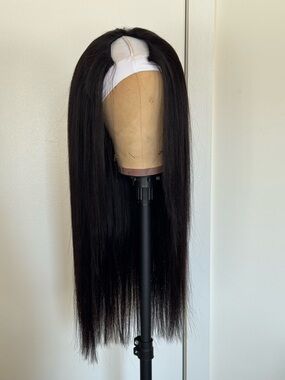 Klaiyi Hair Yaki Straight V-Part Wig